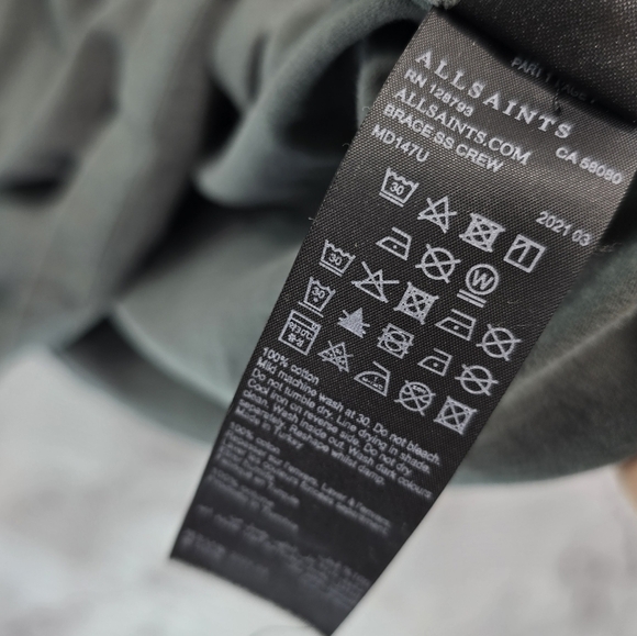 Allsaints T Shirt Mens XL Gray Brace SS Crew Tee Short Sleeve Regular Fit - Picture 11 of 14